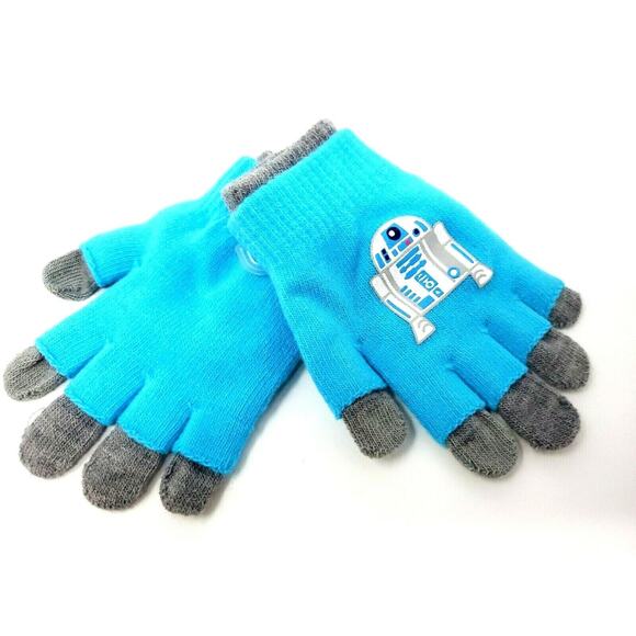 Gloves Star Wars R2D2 Blue Gray Kids Winter Featuring New With Tags - Picture 2 of 8